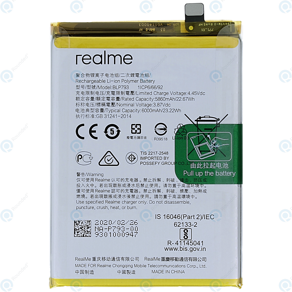 BLP793 Battery For Realme C11 C12 C15 C25 C25s 6000mAh